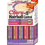 INABA Churu Churu Varieties Control Hairballs, курка та тунець, беззернові ласощі для котів, контроль ковтунів, (пюре), 280г