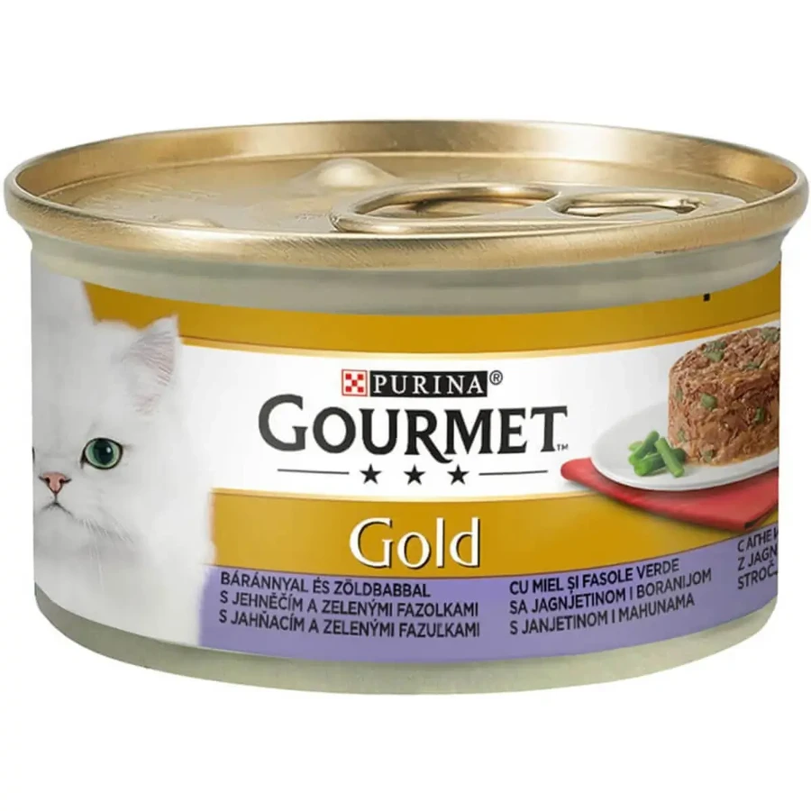 PURINA Gourmet Gourmet Gold Savoury Cake, Ягня із зеленою квасолею, консерви для котів, вологий корм, (шматочки м'яса), 85г: ціни та характеристики