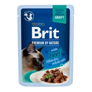 Влажный корм для кошек BRIT Premium by Nature Delicate File, говядина, саше, (в соусе), 85 г