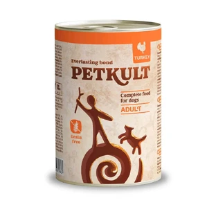 PETKULT Grain Free Adult, индейка, консервированный беззерновой влажный корм для собак, 800 г