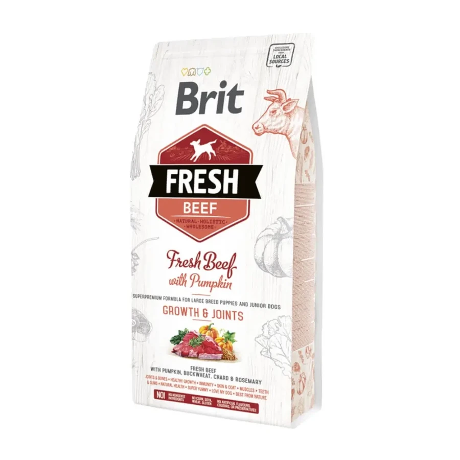 BRIT Fresh Bones & Joints Junior L-XL, говядина с тыквой, низкозерновой сухой корм для собак младшего возраста, 2,5 кг: цены и характеристики