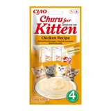 INABA Churu Kitten, Курка, пакетик, тюбик, беззернове заохочувальне ласощі для котів молодшого віку, (пюре), 56г