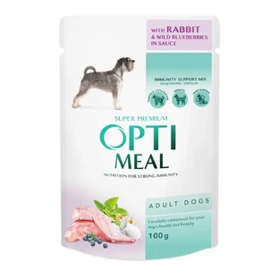 OPTIMEAL, XS-XL, Кролик и клюква, саше влажный корм для собак, (в соусе), 100 г