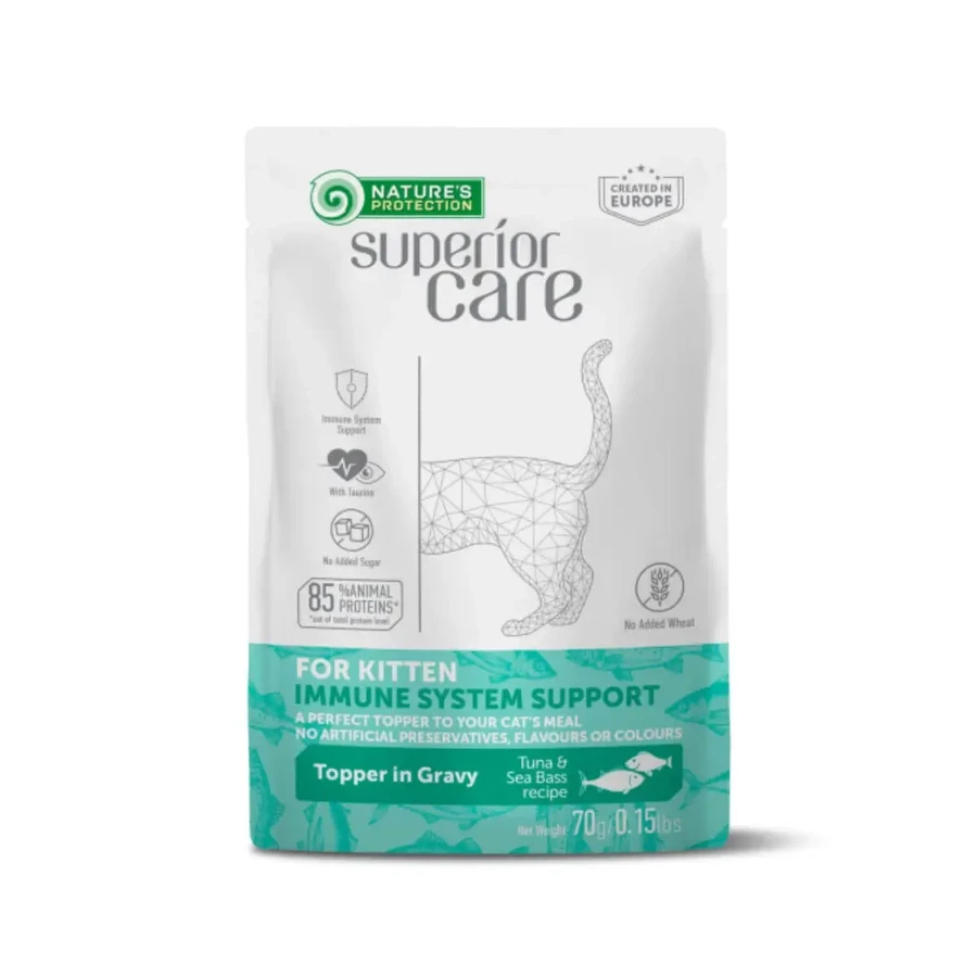 NATURES PROTECTION Superior Care Immune System, Tuna and Shallot, саше влажного корма для кошек младшей возрастной группы, иммунная система, (топпинг), 70 г, 70 г: цены и характеристики