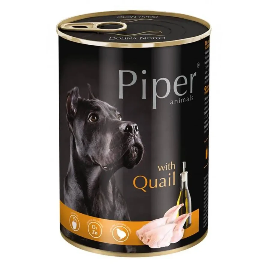 PIPER Animals, XS-XL, Перепелка, консервированный влажный корм, беззерновой, для собак, (в аспираторе), 400 г: цены и характеристики