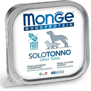 MONGE Monoprotein, XS-XL, Тунець, лоток, однопротеїновий, беззерновий вологий корм для собак, (паштет), 150г