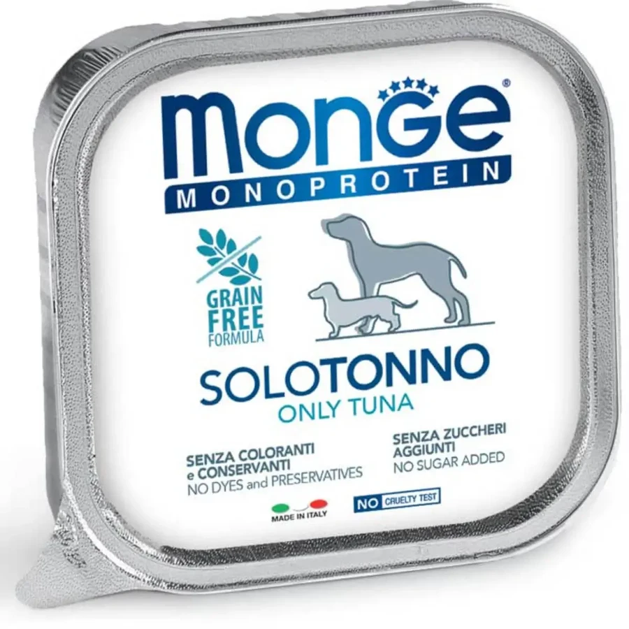 MONGE Monoprotein, XS-XL, Тунець, лоток, однопротеїновий, беззерновий вологий корм для собак, (паштет), 150г: ціни та характеристики