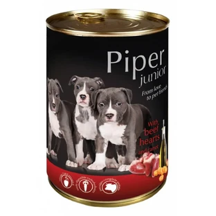 PIPER Junior, XS-XL, Говяжье сердце и морковь, консервированный беззерновой влажный корм для собак младших пород, (в аспирате), 400 г