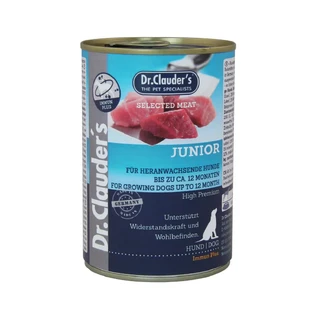 DR. CLAUDER'S Selected Meat Junior, XS-XL, яловичина та птиця, консерви беззернові вологі корми для собак молодшого віку (у власному соку), 400г