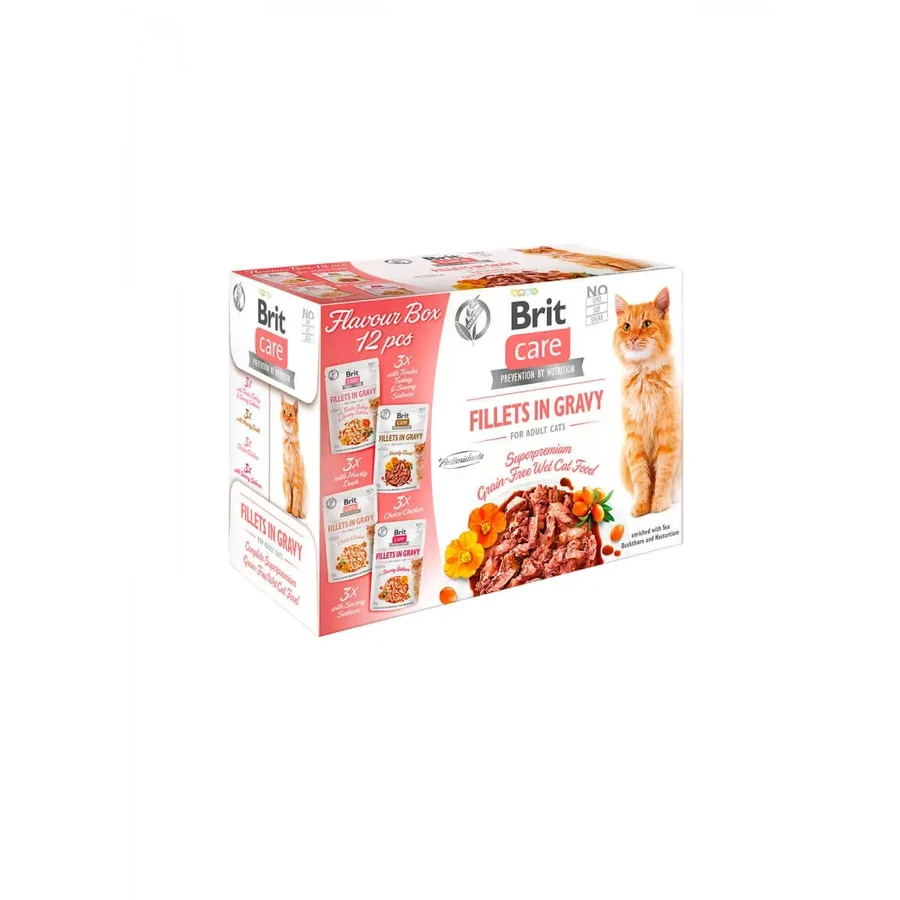 BRIT Care Fillets Flavour Box, индейка и лосось, саше беззерновой влажный корм для кошек, (в аспираторе), мультипак, 85г х 12шт: цены и характеристики