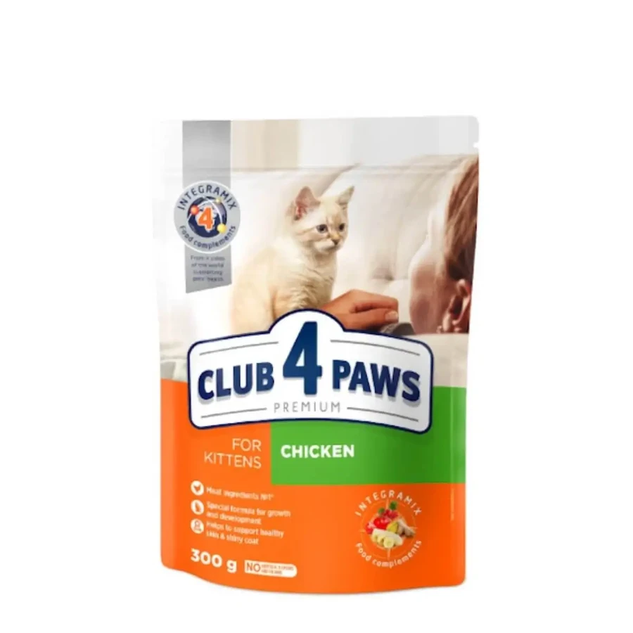 CLUB 4 PAWS Premium Kitten, куряче філе, сухий корм для котів молодшого віку, 300г: ціни та характеристики