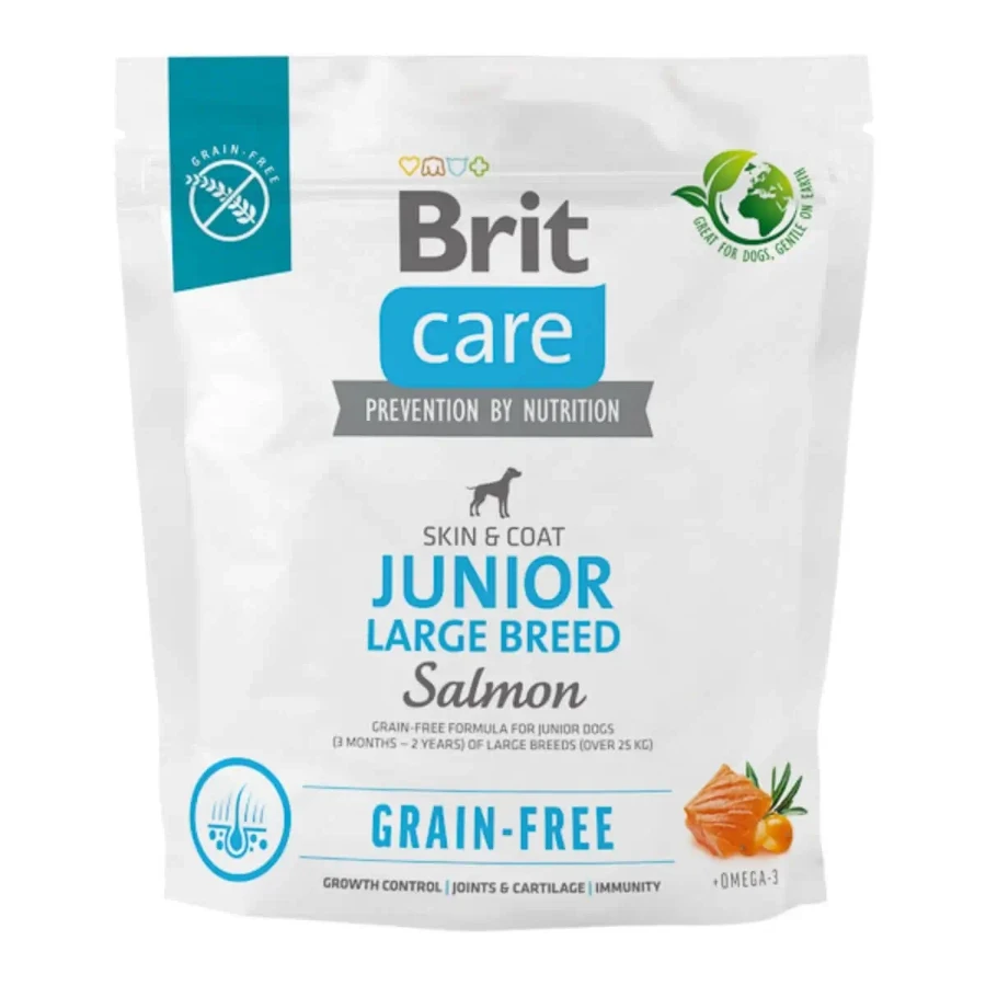 BRIT Care Grain-Free Junior Large Breed, L-XL, Salmon, беззерновой сухой корм для собак младших пород, кожа и шерсть, 1 кг: цены и характеристики