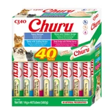 INABA Churu Churu Вершкові сорти, тунець і морепродукти, беззернові ласощі для котів, (пюре), 560г