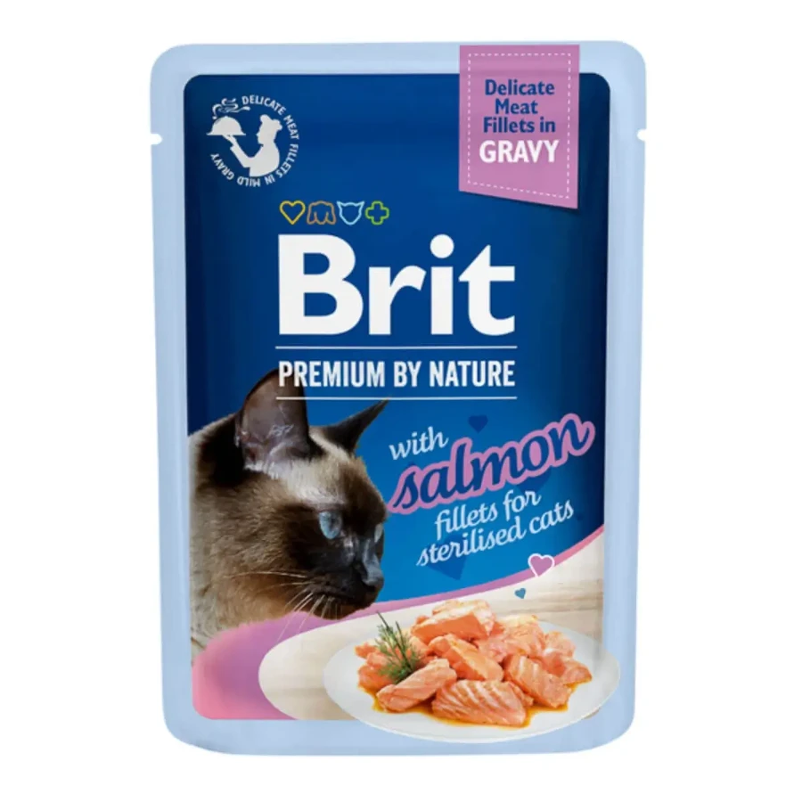BRIT Premium by Nature Delicate Деликатесное стерилизованное филе, лосось, саше стерилизованный влажный корм для кошек, (в соусе), 85 г: цены и характеристики