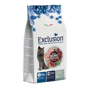 EXCLUSION Mediterraneo Mediterraneo Monoprotein Monoprotein Sterilised +7, курятина, сухий корм з одним протеїном для стерилізованих котів старшого віку, 1,5 кг