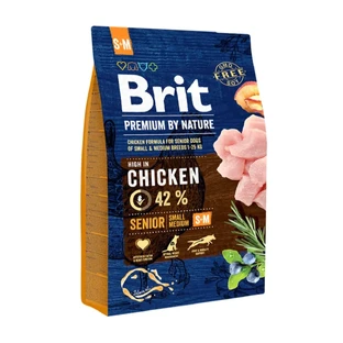 BRIT Premium By Nature Senior Small and Medium Breed, S-M, Chicken, сухой корм для пожилых собак, 3 кг