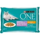 PURINA One Sensitive, курица/тунец, смешанный пакетированный саше влажный корм для кошек, чувствительных к пищеварению, (в соусе), 85 г x 4