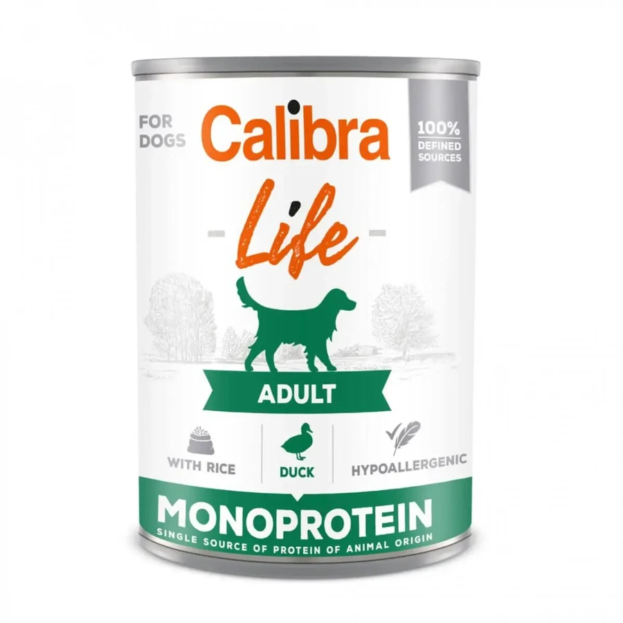 CALIBRA Life, XS-XL, Утка с рисом, консервированный однобелковый влажный корм для собак, (паштет), 400 г: цены и характеристики