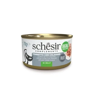 SCHESIR Complementary In Jelly, тунець та кальмари, вологий консервований корм для котів, (в аспіді), 70г