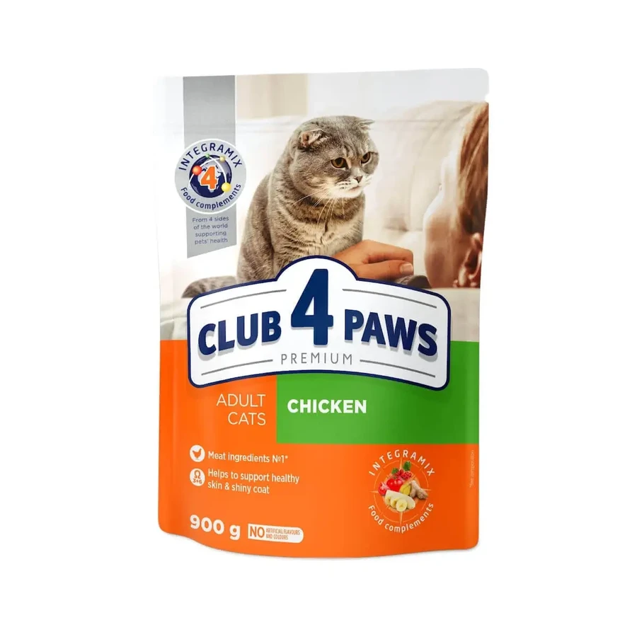 CLUB 4 PAWS Premium, курица, сухой корм для кошек, 900 г: цены и характеристики