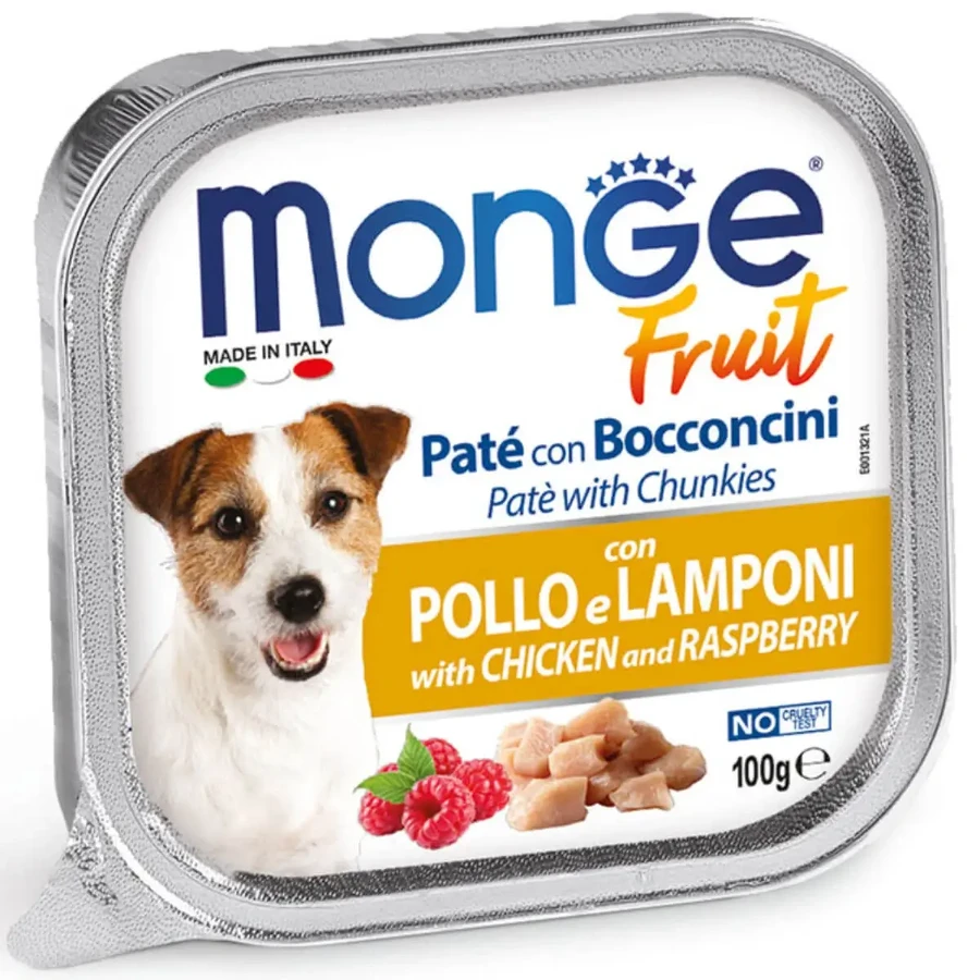 MONGE Fruit, XS-XL, Курица и малина, беззерновой влажный корм для собак в лотке, (в собственном соку), 100 г: цены и характеристики