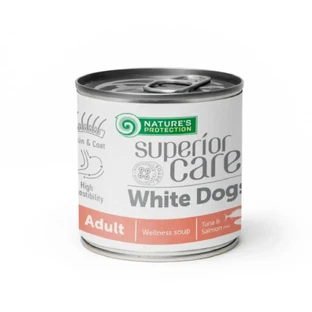 NATURES PROTECTION Superior Care Superior Care White Dogs, XS-XL, тунец и лосось, консервированный беззерновой жидкий корм для собак, кожа и шерсть, 140 мл