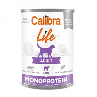 CALIBRA Life, XS-XL, Ягненок, консервированный однобелковый влажный корм для собак, (пате), 400 г