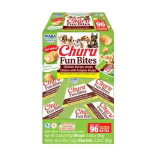 INABA Churu Churu Fun Bites, XS-XL, курка та гарбуз, беззернові ласощі для собак, 96г