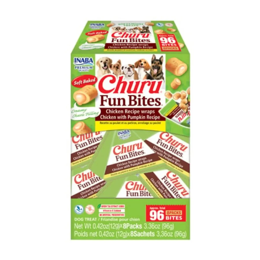 INABA Churu Churu Fun Bites, XS-XL, курка та гарбуз, беззернові ласощі для собак, 96г: ціни та характеристики