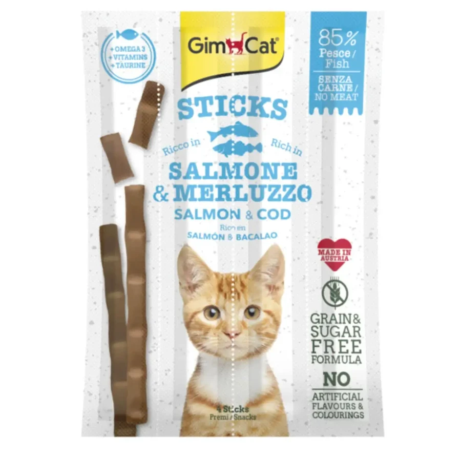 GIMCAT Палички, лосось і тріска, беззернові ласощі для котів, 20 г: ціни та характеристики