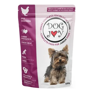 DOG JOY Junior, XS-S, курица, саше влажный корм для собак младших пород, (в соусе), 100 г