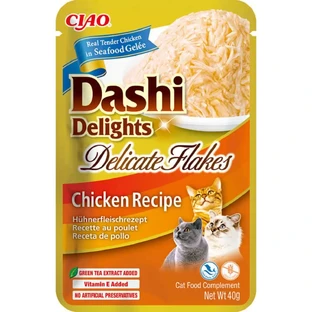 INABA Churu Dashi Delights Ніжні пластівці з куркою, пакетик вологого беззернового корму для котів, (топпінг), 40г