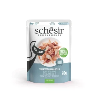 SCHESIR Complementary In Jelly, куряче філе та хек, вологий корм для котів у пакетиках, (в аспіді), 70г