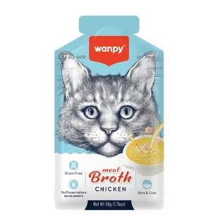 WANPY Мясной бульон, курица, саше влажный корм для кошек, (топпинг), 50 г
