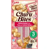 INABA Churu Bites, курка, тунець і лосось, пакетик, саше, саше rewards без злаків, для котів, напівмалокалорійні, 30г