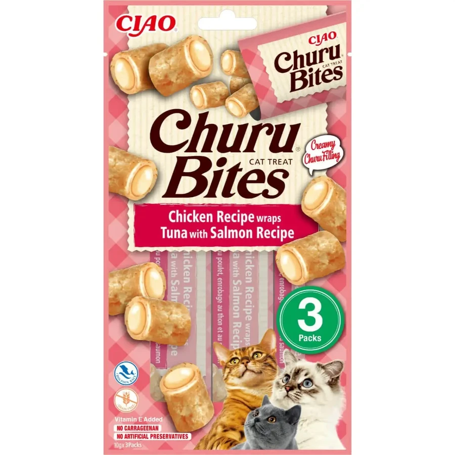 INABA Churu Bites, курка, тунець і лосось, пакетик, саше, саше rewards без злаків, для котів, напівмалокалорійні, 30г: ціни та характеристики