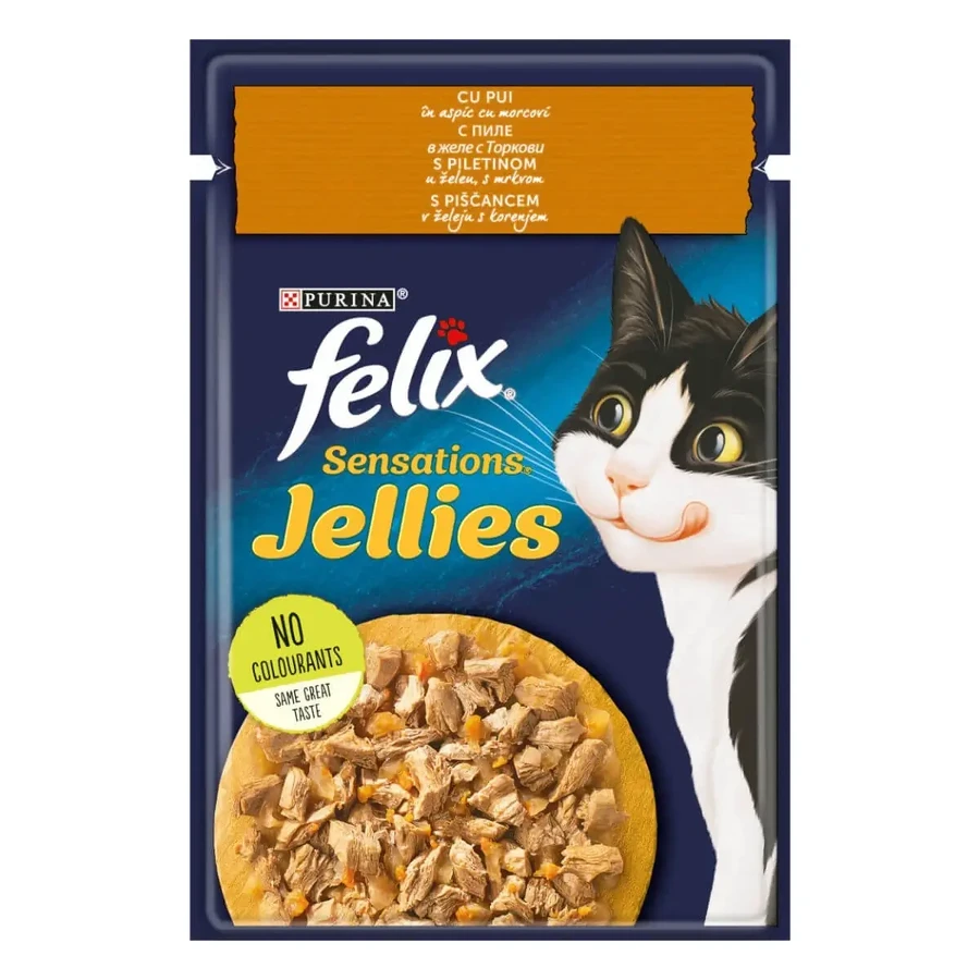 PURINA Felix Sensations, куряче філе з морквою, вологий корм для котів у пакетиках, 85г: ціни та характеристики