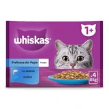WHISKAS Selections Fish, лосось и тунец, саше влажный корм для кошек, (в аспираторе), мультипак, 85г х 4