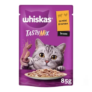 WHISKAS Tasty Mix Creamy Creations, мед и индейка, саше влажный корм для кошек, (в соусе), 85 г