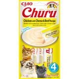 INABA Churu Churu Курка, сир та яловичина, пакетик, тюбик, беззернові ласощі для котів, (пюре), 56г