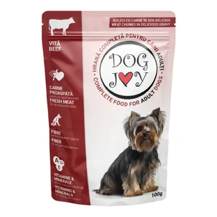 DOG JOY, XS-S, Говядина, саше влажный корм для собак, (в соусе), 100г