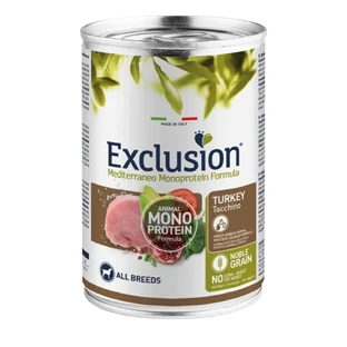 EXCLUSION Mediterraneo Mediterraneo Monoprotein Formula, XS-XL, індичка, консерви однопротеїнові вологі для собак, (паштет), 400г