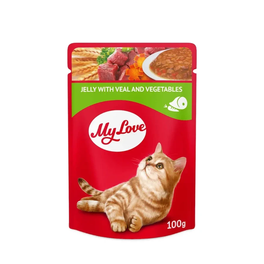 MY LOVE, Говядина с овощами, саше влажный корм для кошек, (в желе), 85 г: цены и характеристики