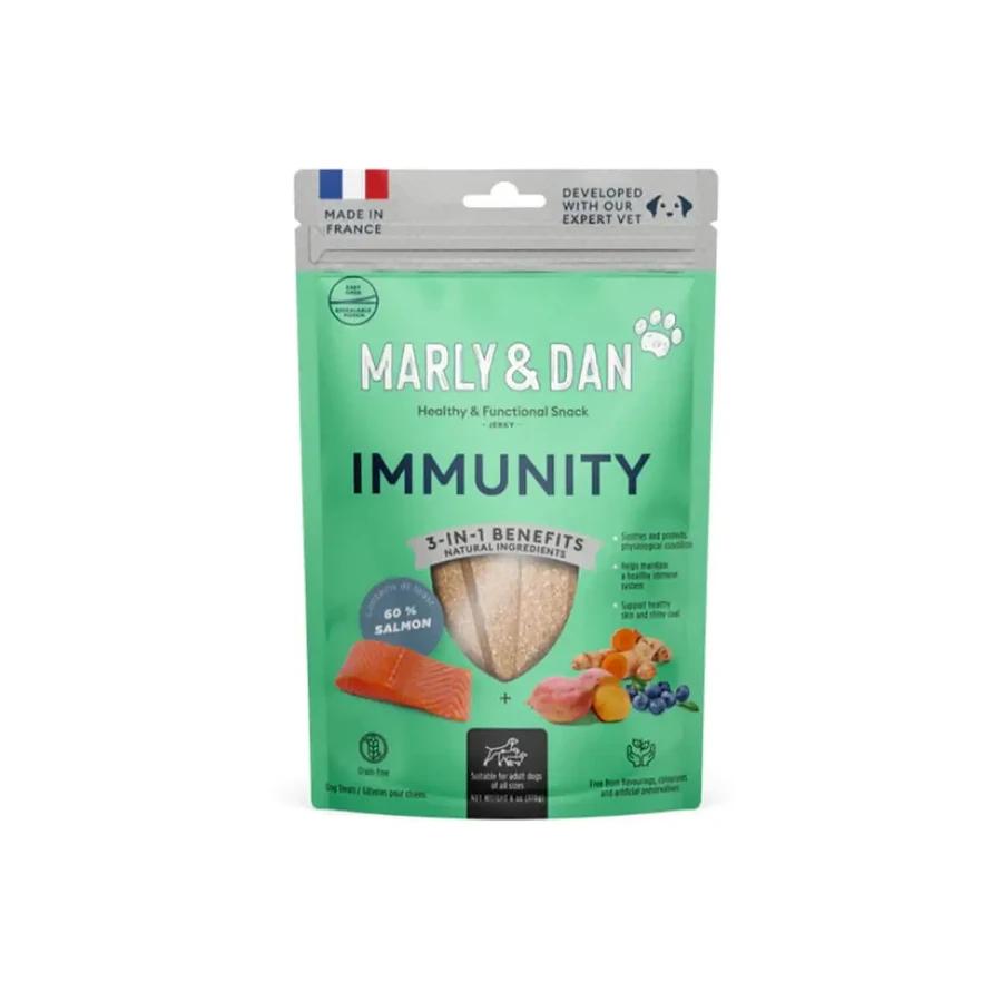 MARLY&DAN Імунітет, XS-XL, лосось, функціональні беззернові ласощі для собак, імунна система, 80г: ціни та характеристики