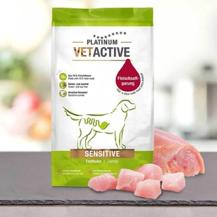 PLATINUM Vetactive Vetactive Sensitive, XS-XL, индейка, сухой корм для собак, пищеварительная система, полупереваривающий, 1,5 кг