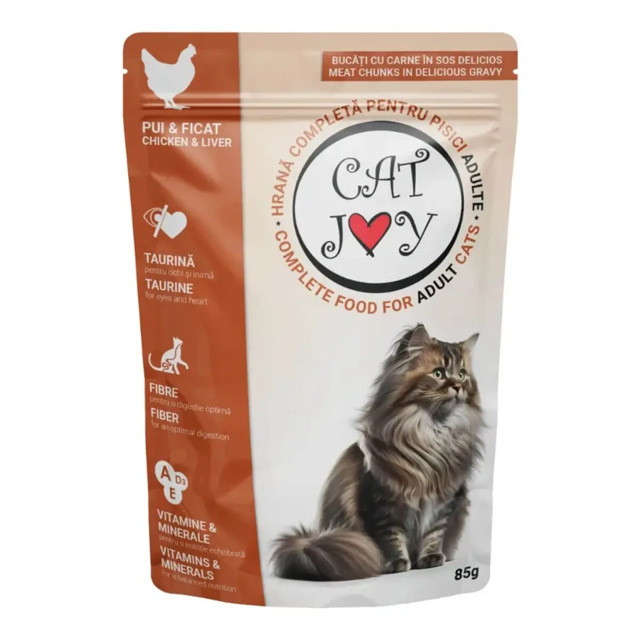 CAT JOY, Курица и печень, влажный корм для кошек в пакетиках, (в соусе), 85 г: цены и характеристики