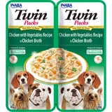 INABA Churu Dog Twin, XS-XL, курятина та овочі, беззерновий вологий корм для собак у пакетиках, (у супі), 80г