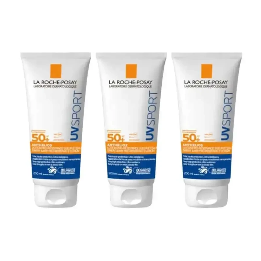 Лосьйон La Roche Posay Anthelios Uvsport Resistant Spf50+, 3X200 мл, стійкий до ультрафіолетового випромінювання, 3х200 мл: ціни та характеристики