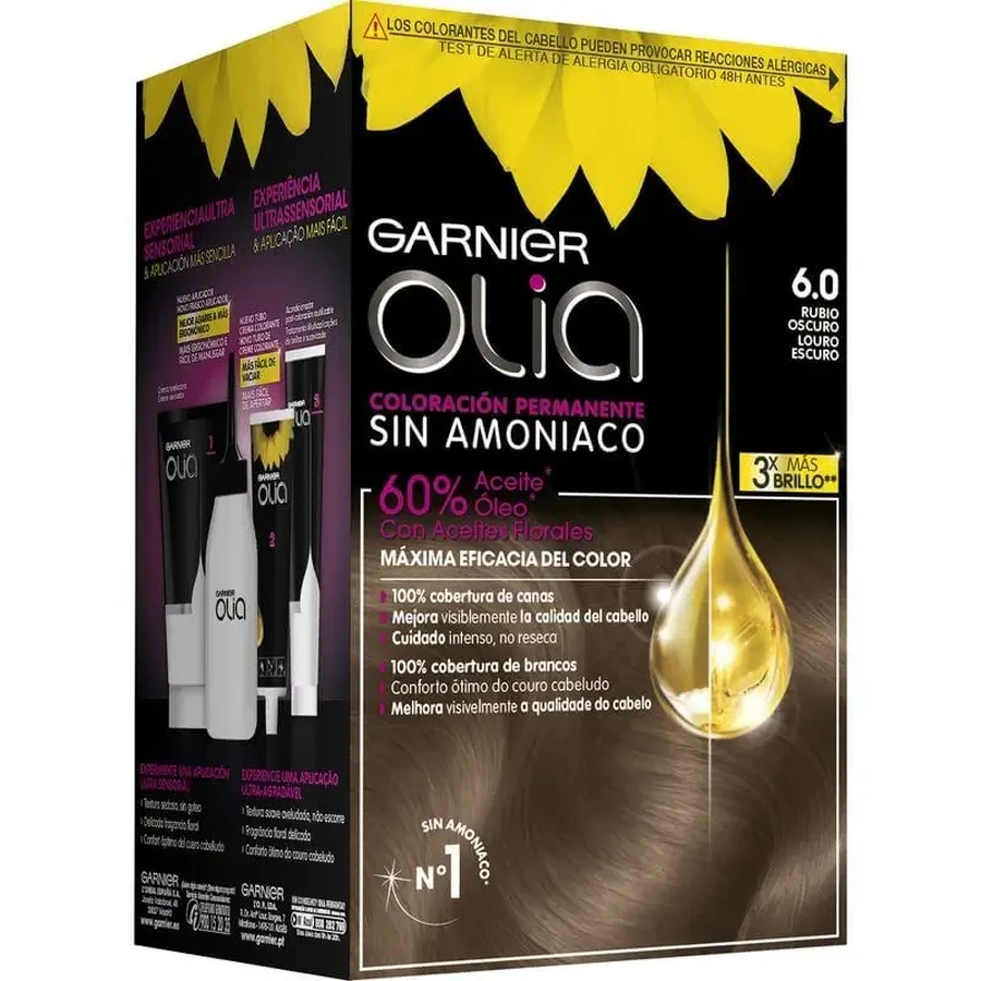 Garnier Olia Перманентное окрашивание без аммиака, с приятным запахом и натуральными цветочными маслами - темный блондин 6.0: цены и характеристики