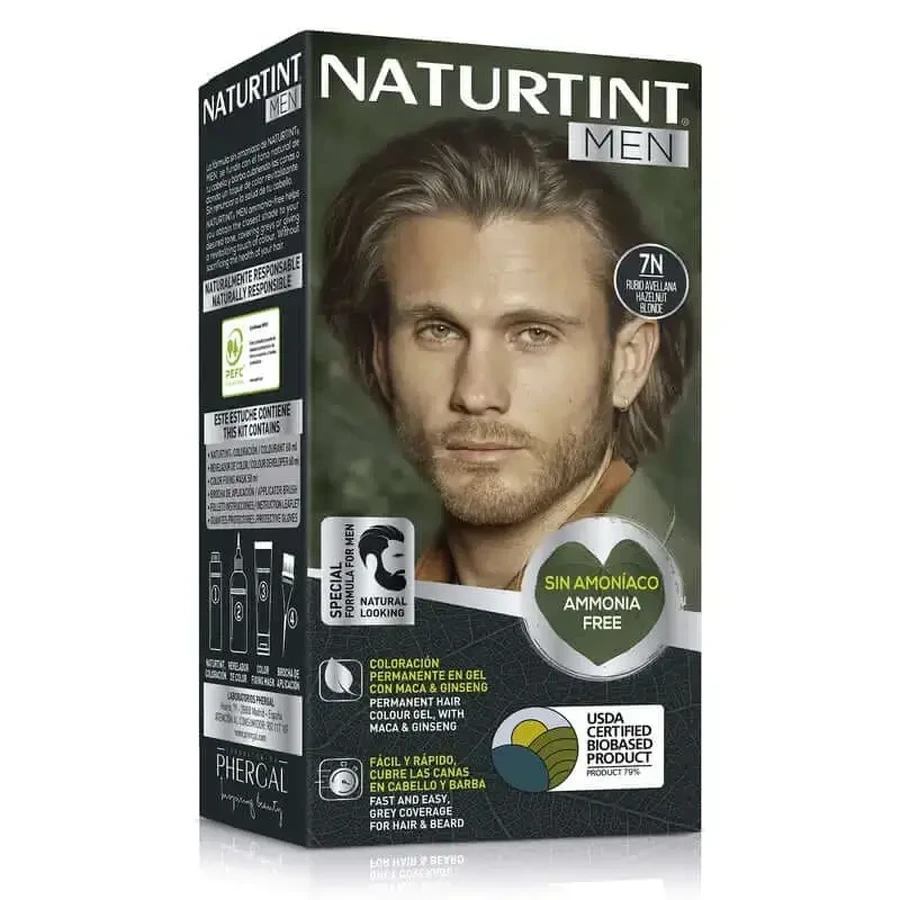 Naturtint Men Перманентное окрашивание волос и бороды для мужчин без аммиака 7N - Фундучный блондин: цены и характеристики